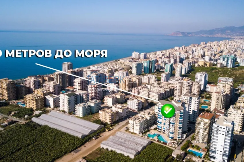 Квартира в Махмутларе с мебелью, видом на море, в жилом комплексе класса-люкс  4 