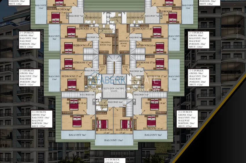 Купить дешево Впечатляющий модный проект жилого комплекса в Махмутларе 6 