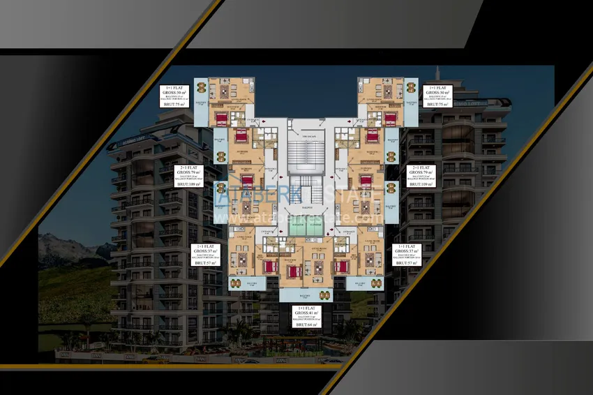 Купить дешево Впечатляющий модный проект жилого комплекса в Махмутларе 7 