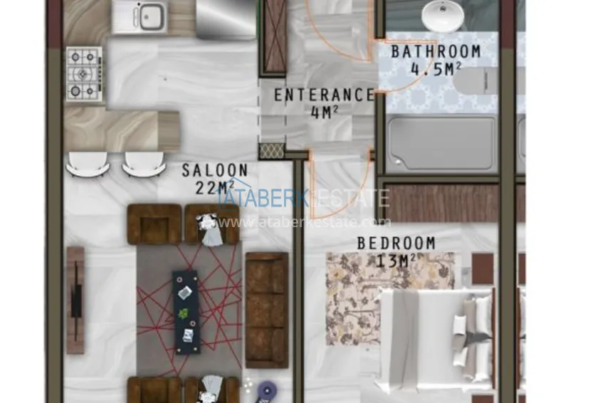 Купить дешево Квартира в Махмутларе с чистовой отделкой в молодом комплексе  10 