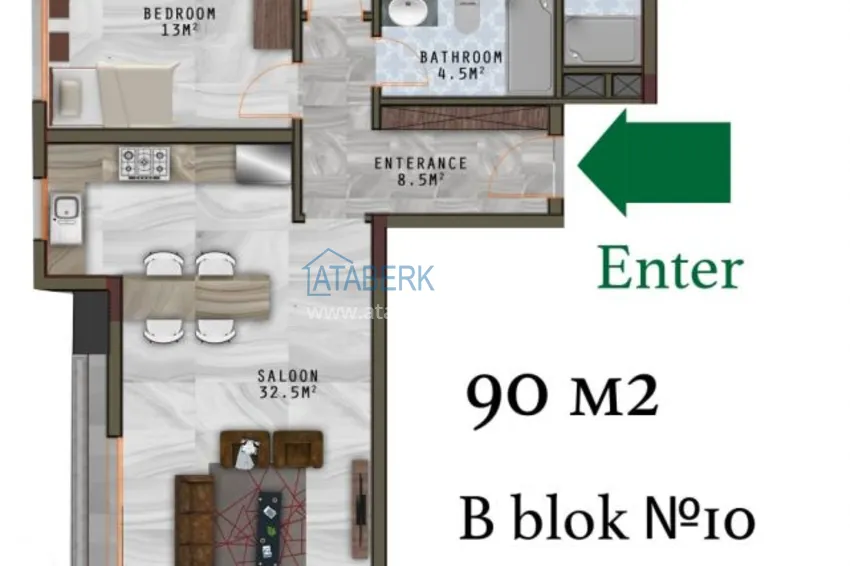 Купить дешево Квартира в Махмутларе с чистовой отделкой в молодом комплексе  28 