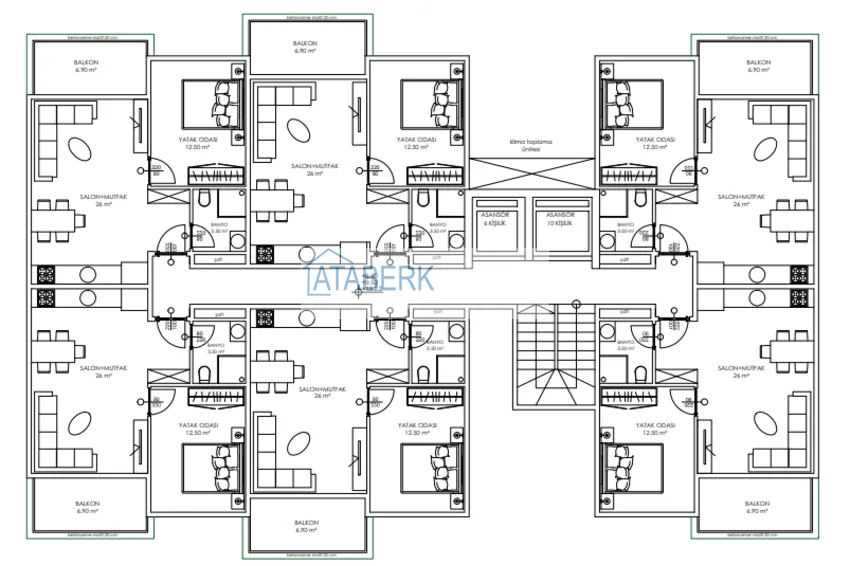 Купить дешево Двухкомнатные квартиры в жилом комплексе комфорт-класса в Каргыджаке в Алании 2 