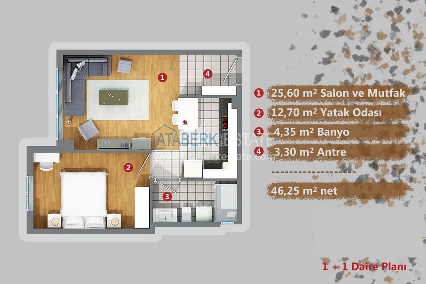 Купить дешево Квартиры в Анталии, район Кепез с газификацией от застройщика 1 