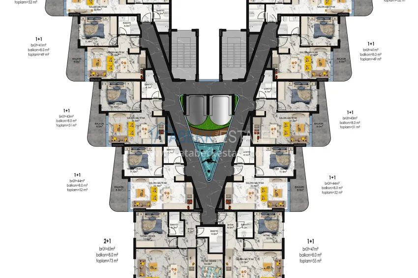 Купить дешево Новый жилой комплекс комфорт-класса с функциональными планировками в Махмутларе, Алания  1 