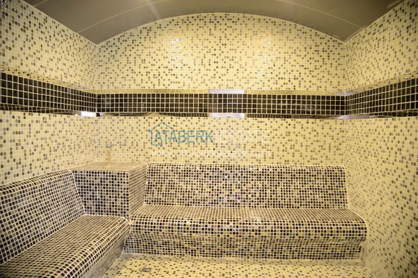 Квартира в Махмутларе с мебелью видом на горы в комплексе с частным пляжем  18 