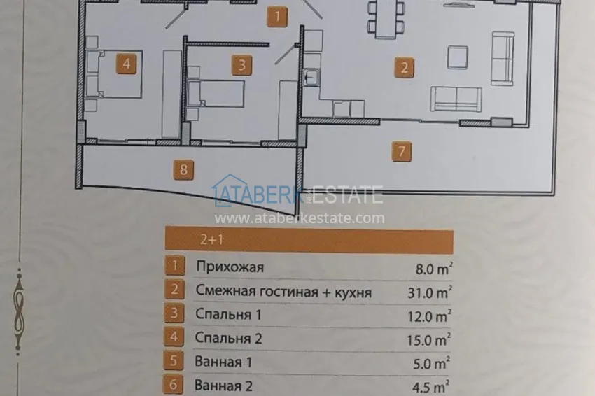 Купить дешево Квартира в Махмутларе с чистовой отделкой и прямым видом на море 1 