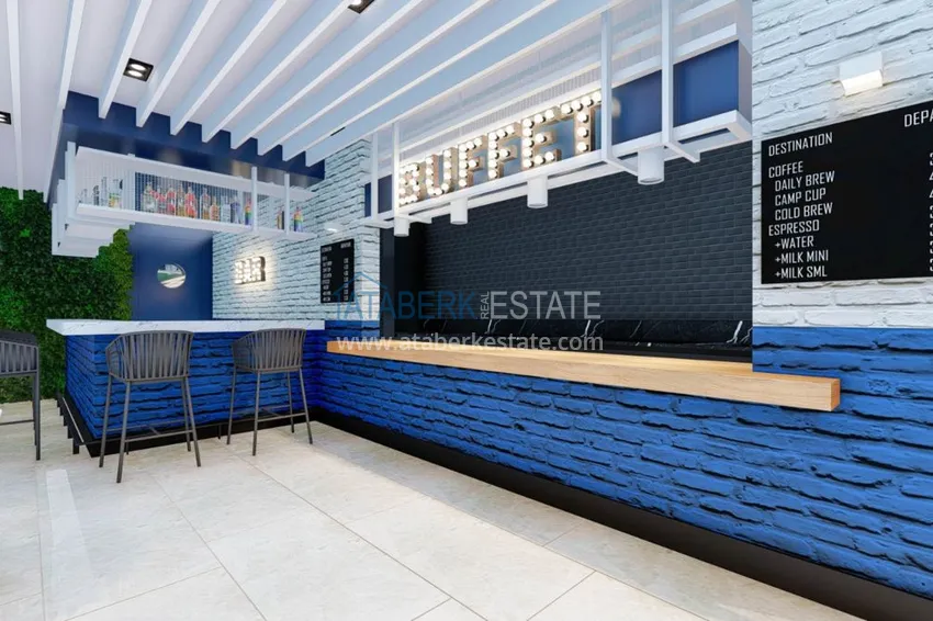 Двухкомнатная квартира в центре Алании с частичным видом на море в строящемся комплексе  17 