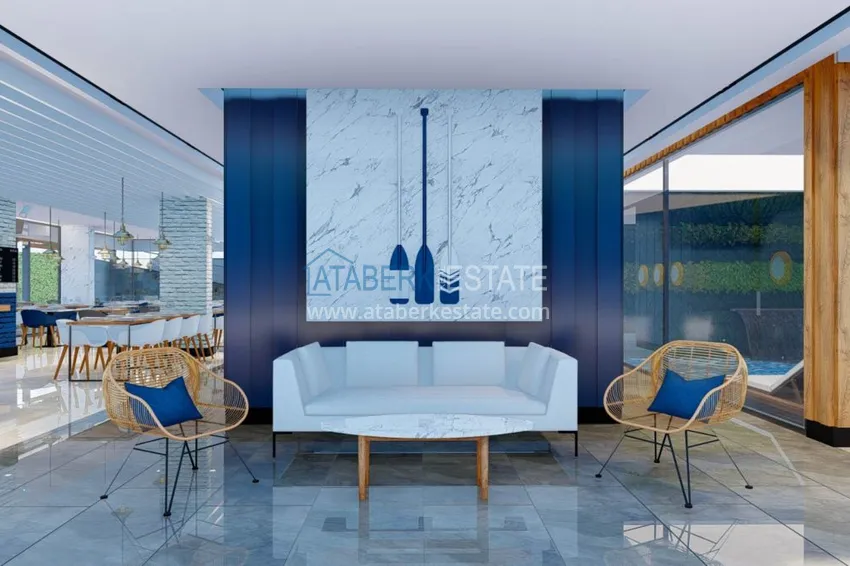 Двухкомнатная квартира в центре Алании с частичным видом на море в строящемся комплексе  18 