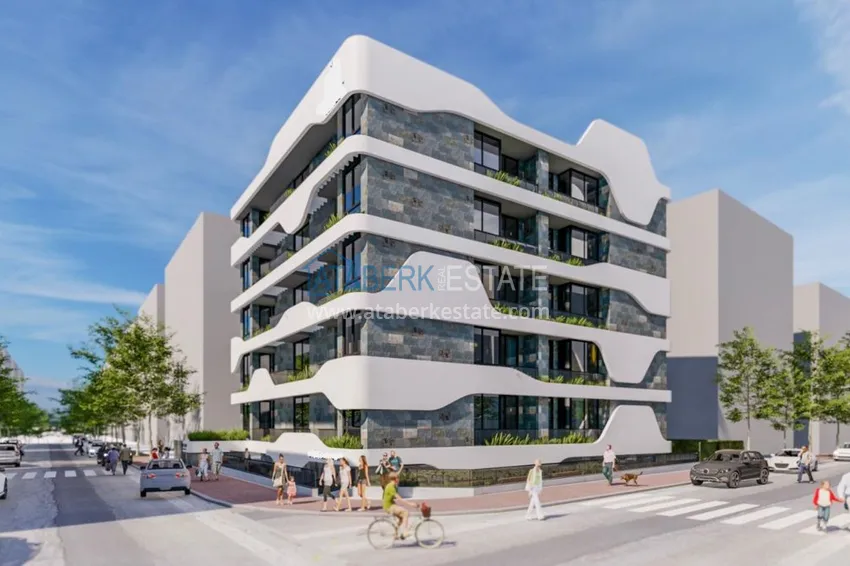 Двухкомнатная квартира в центре Алании с частичным видом на море в строящемся комплексе  5 