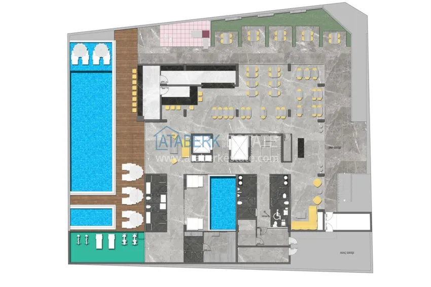 Купить дешево Двухкомнатная квартира в центре Алании с частичным видом на море в строящемся комплексе  1 