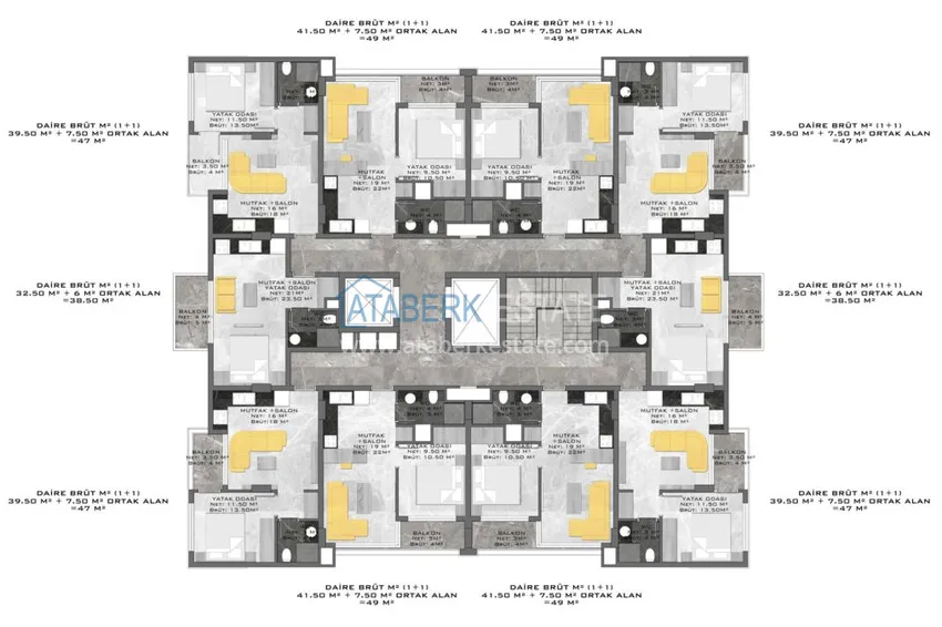 Купить дешево Двухкомнатная квартира в центре Алании с частичным видом на море в строящемся комплексе  2 
