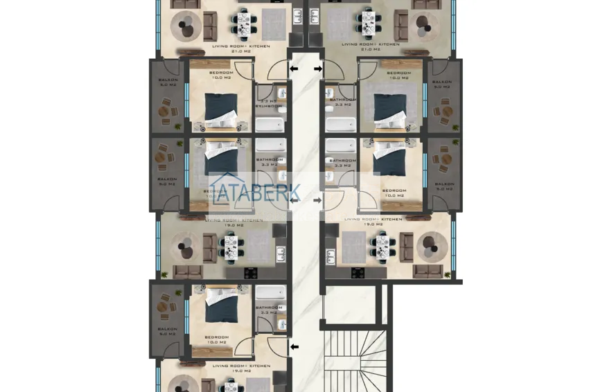 Купить дешево Квартиры в Алании на этапе строительства район Махмутлар 2 