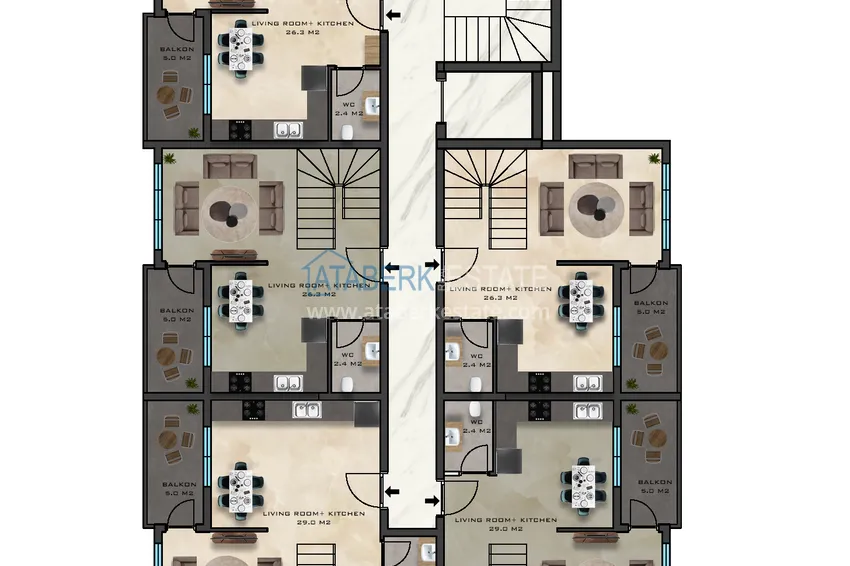 Купить дешево Квартиры в Алании на этапе строительства район Махмутлар 7 