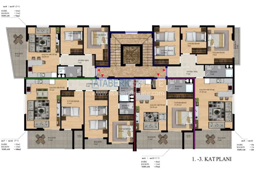 Купить дешево Квартиры в центре Алании - новостройка, район пляжа Кейкубат, 50 метров от моря  1 