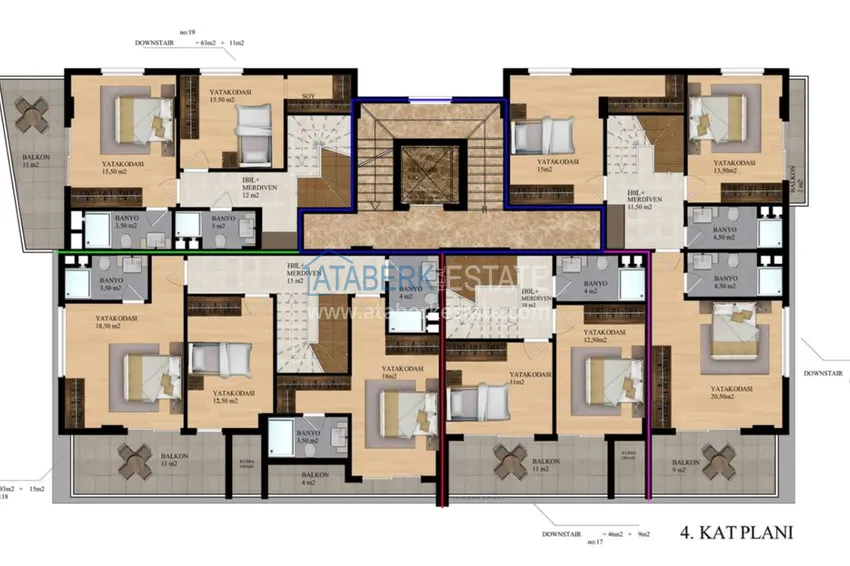 Купить дешево Квартиры в центре Алании - новостройка, район пляжа Кейкубат, 50 метров от моря  2 