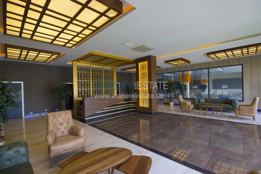 Квартира в Авсалларе, меблированная с видом на море в комплексе с частным пляжем 14 