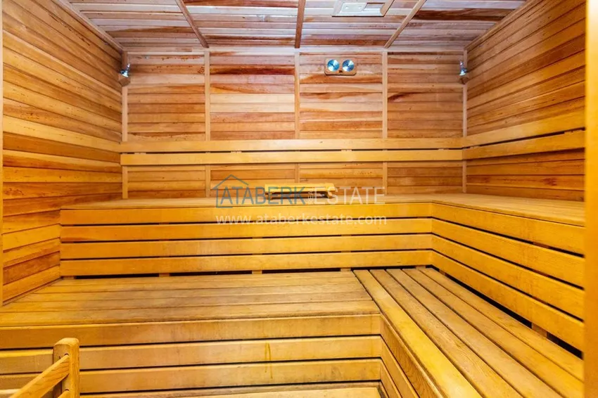 Квартира с открытым видом на море в Махмутларе с мебелью в комплексе на первой береговой линии  13 