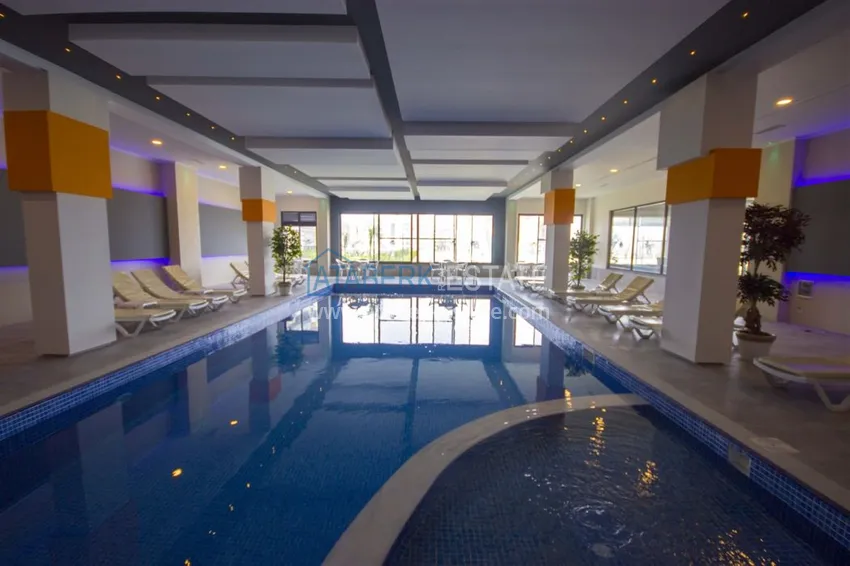 Квартира в Авсалларе, меблированная с видом на море в комплексе с частным пляжем 15 