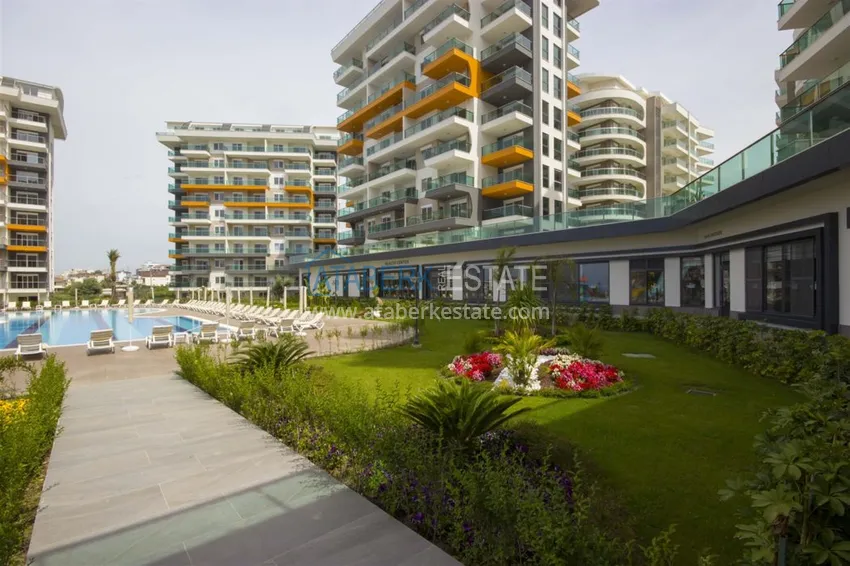 Квартира в Авсалларе, меблированная с видом на море в комплексе с частным пляжем 9 