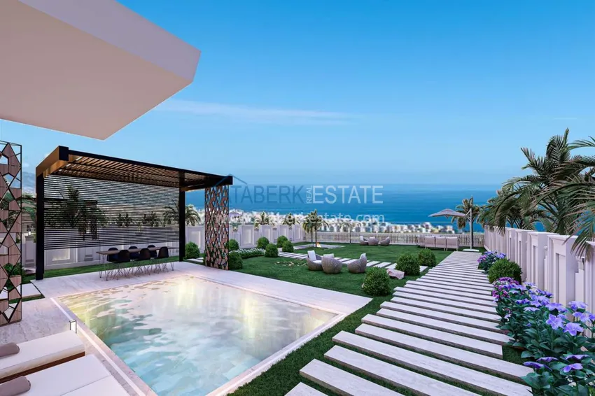 Видовые элитные виллы на этапе строительства в районе Каргыджак 9 