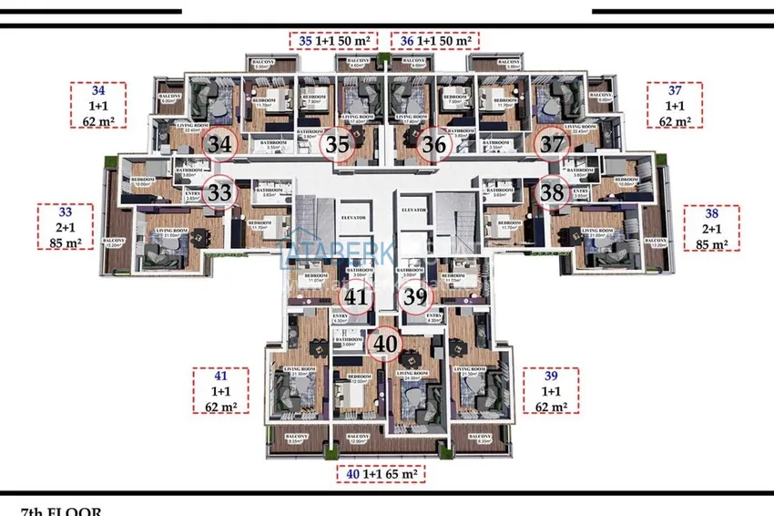 Купить дешево Новый проект резиденции премиального класса в центре Алании, район пляжа Клеопатра 1 