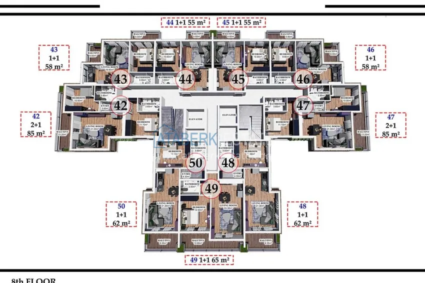 Купить дешево Новый проект резиденции премиального класса в центре Алании, район пляжа Клеопатра 2 