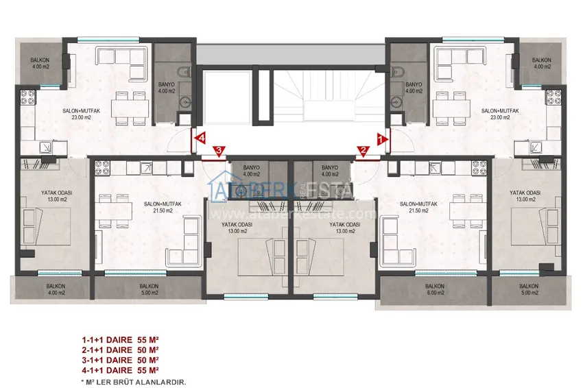 Купить дешево Квартира - Новостройка в Махмутларе двухкомнатная с чистовой отделкой  1 