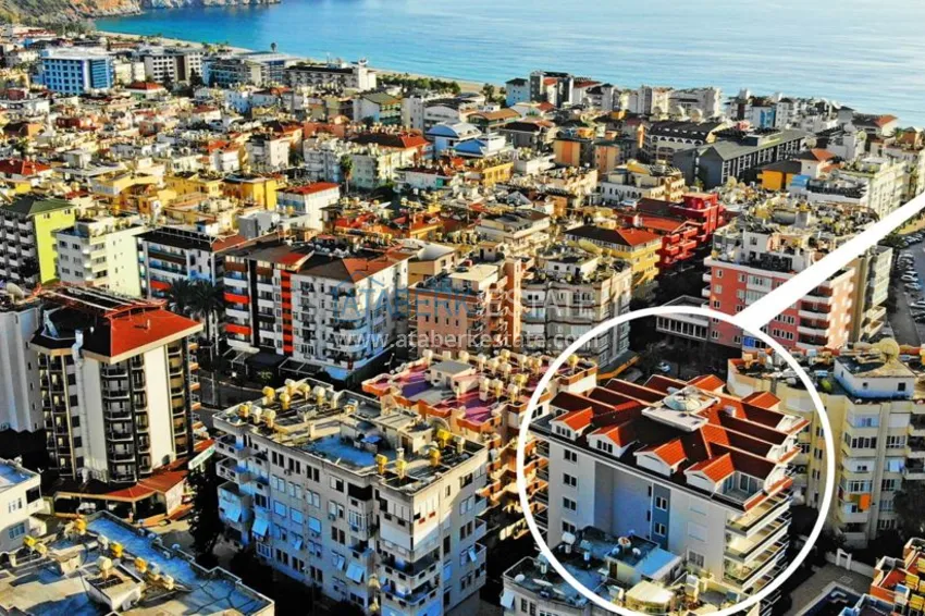 Квартиры-пентхаусы в Алании с мебелью, район пляжа Клеопатра  5 