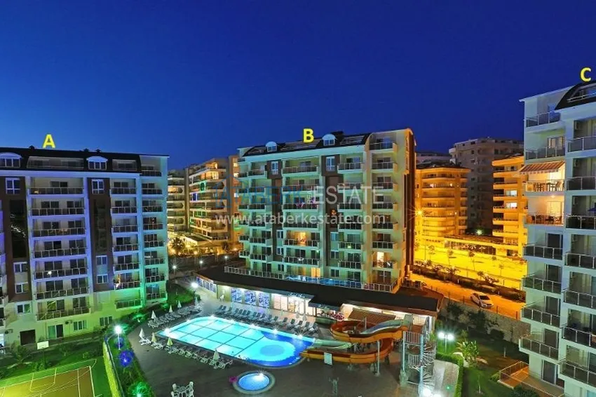 Квартира в Авсалларе двухкомнатная с видом на море в комплексе с частным пляжем 15 