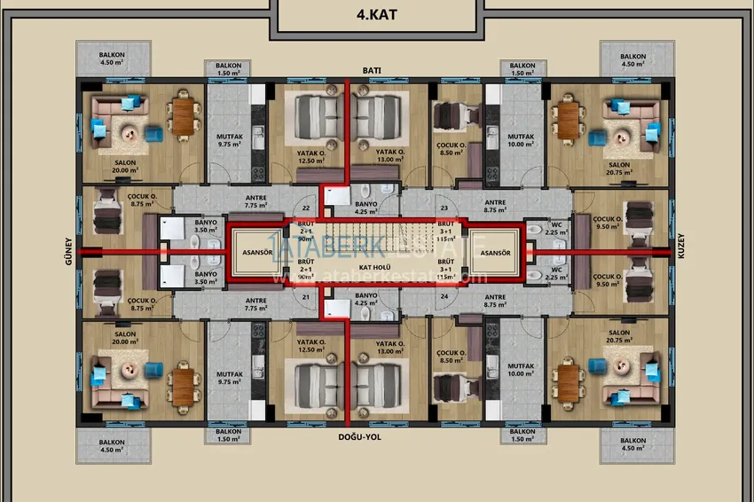 Купить дешево Квартиры в центре Анталии, в комплексе на этапе строительства 4 