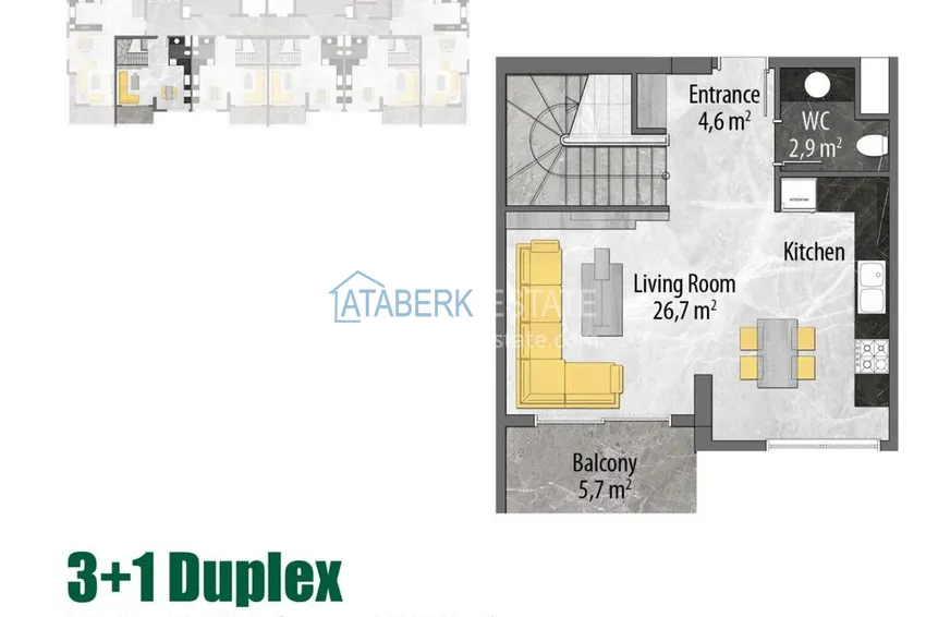 Купить дешево Пентхаус в Алании – район Авсаллар в роскошной резиденции возле пляжа Инджекум 1 