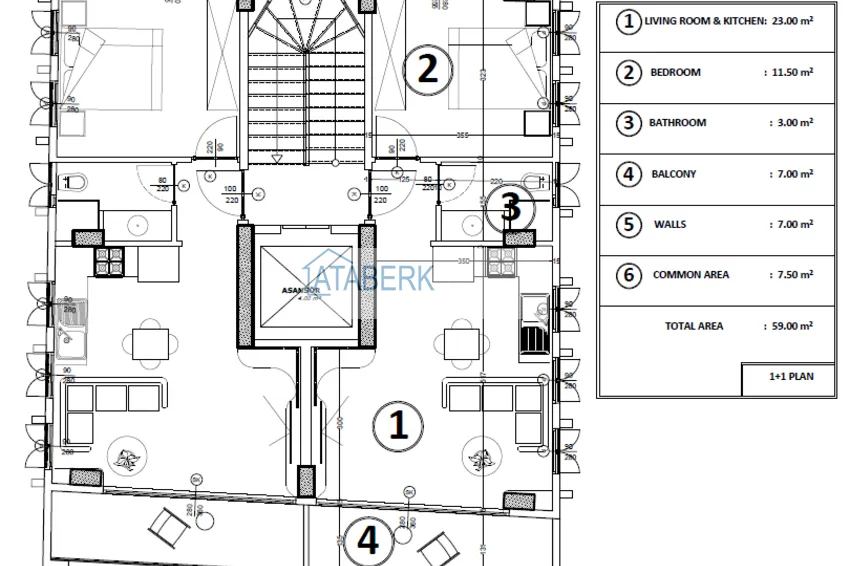 Купить дешево Квартира в центре Алании в комплексе на этапе строительства 1 