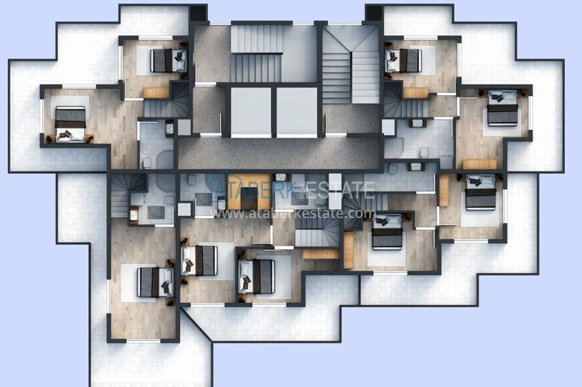 Купить дешево Новый инвестиционный проект жилого комплекса в Авсалларе с закрытой благоустроенной территорией 27 