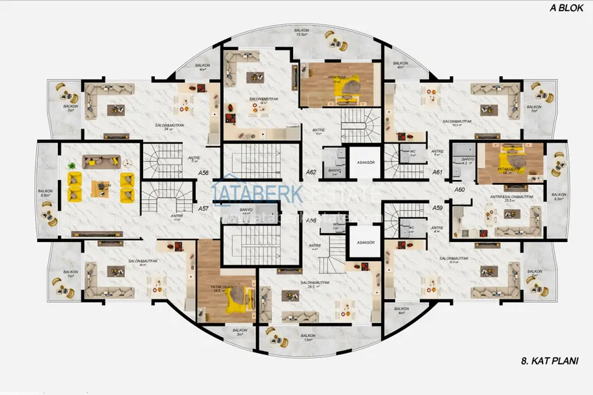 Купить дешево Новый проект офф-плана многоквартирного жилого комплекса в центре Аланьи 3 