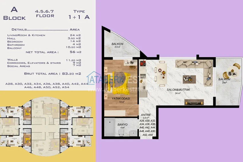 Купить дешево Новый проект офф-плана многоквартирного жилого комплекса в центре Аланьи 11 