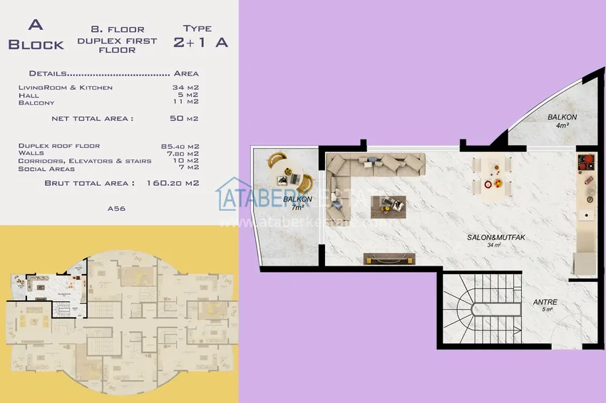 Купить дешево Новый проект офф-плана многоквартирного жилого комплекса в центре Аланьи 21 