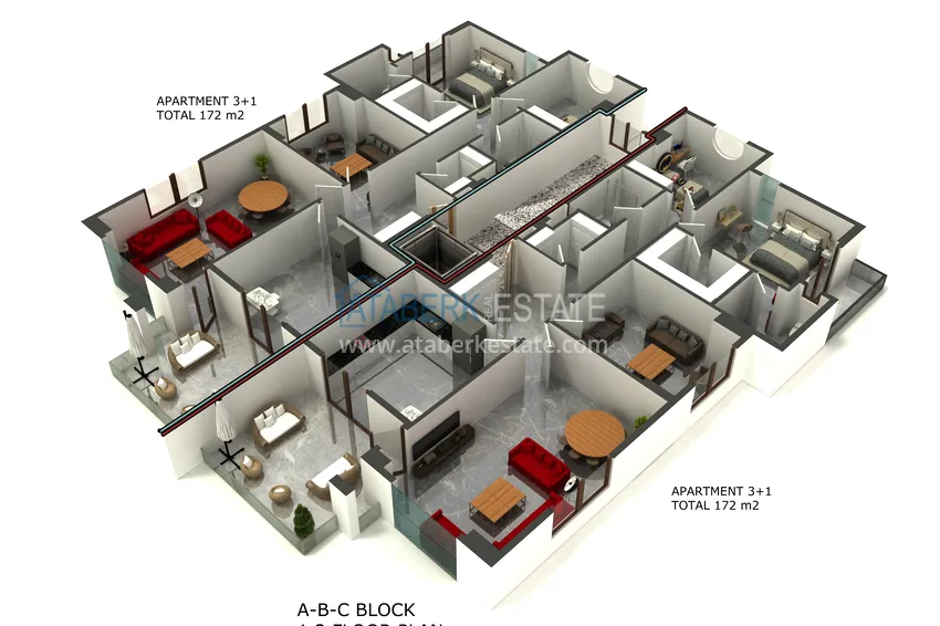 Купить дешево Квартира в Алании – район Оба с высококачественной чистовой отделкой и отдельной кухней  1 