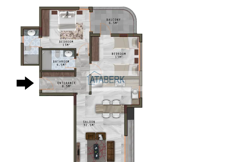 Купить дешево Квартира в Каргыджаке от инвестора в строящемся комплексе  4 