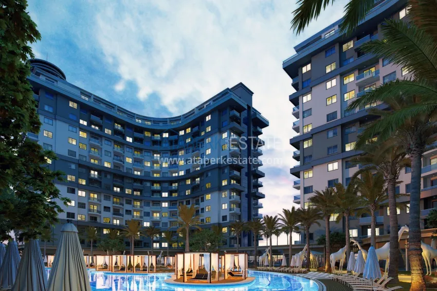 Квартиры в Махмутларе двухкомнатные полностью меблированные  2 