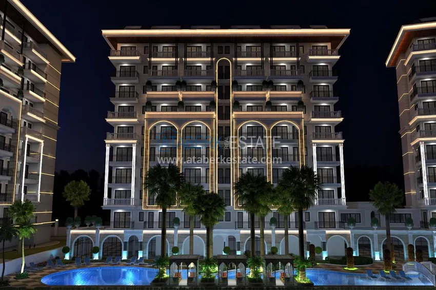 Квартиры в центре Алании – район пляжа Клеопатра в комплексе на этапе строительства 8