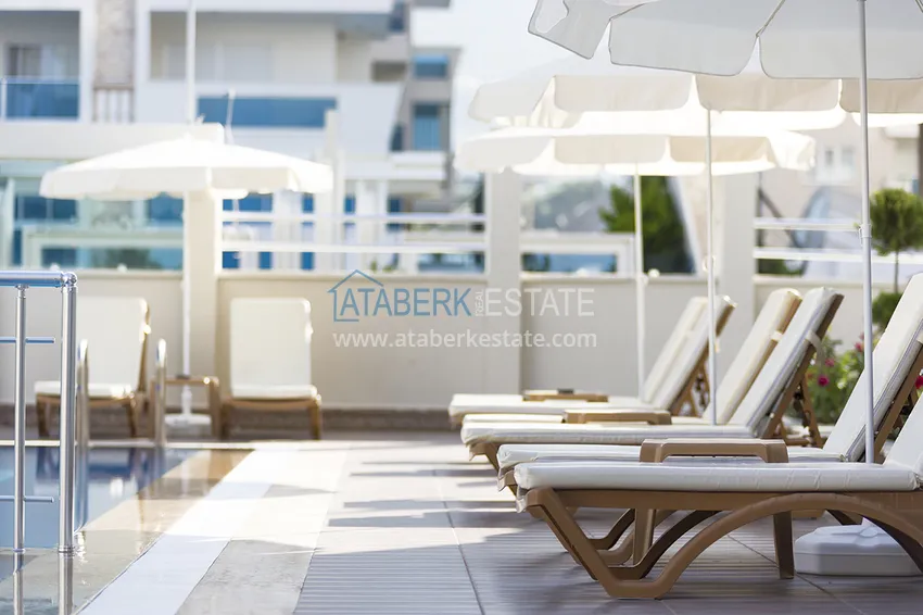 Квартира в Махмутларе с новой мебелью и застекленным балконом в комплексе комфорт-класса 8 