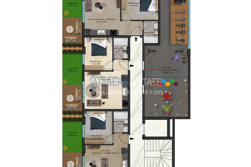 Купить дешево Пентхаус-дуплекс в Алании, район Махмутлар в комплексе на этапе строительства  2 