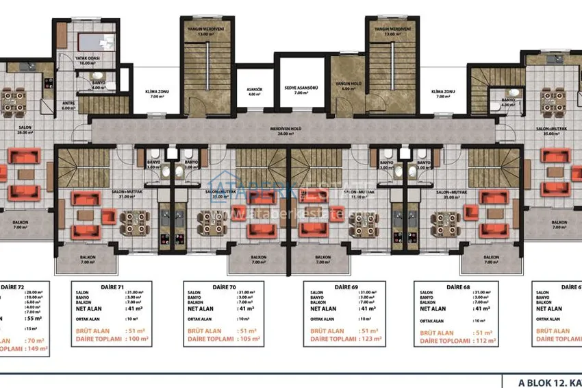 Купить дешево Трехкомнатная квартира в районе Махмутлар, с видом на море 1 