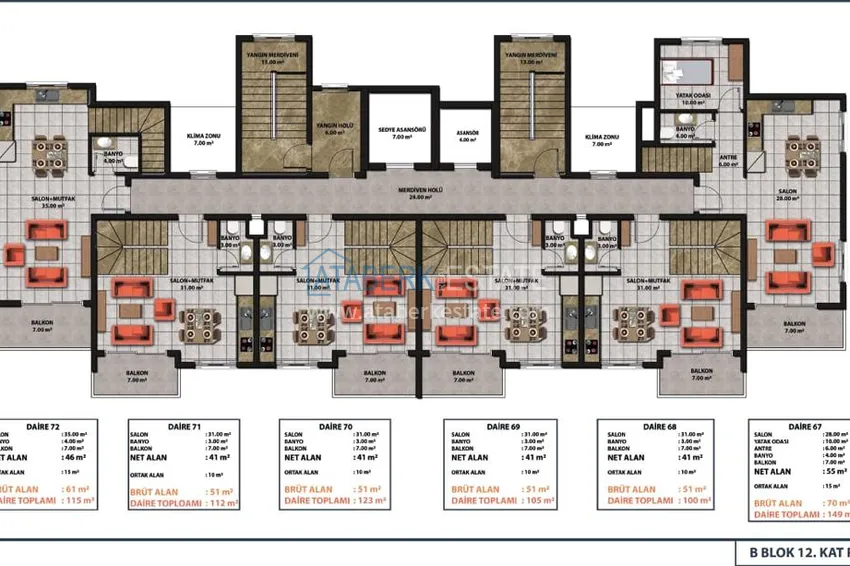 Купить дешево Трехкомнатная квартира в районе Махмутлар, с видом на море 2 