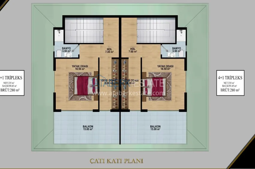 Купить дешево Вилла в Алании, район Тепе – триплекс на два хозяина с панорамным видом  4 