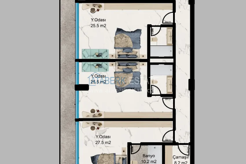 Купить дешево Частная вилла от застройщика в Алании район Бекташ  3 