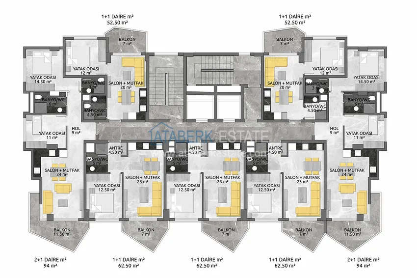 Купить дешево Квартира в Махмутларе от инвестора, в комплексе на этапе строительства 1 