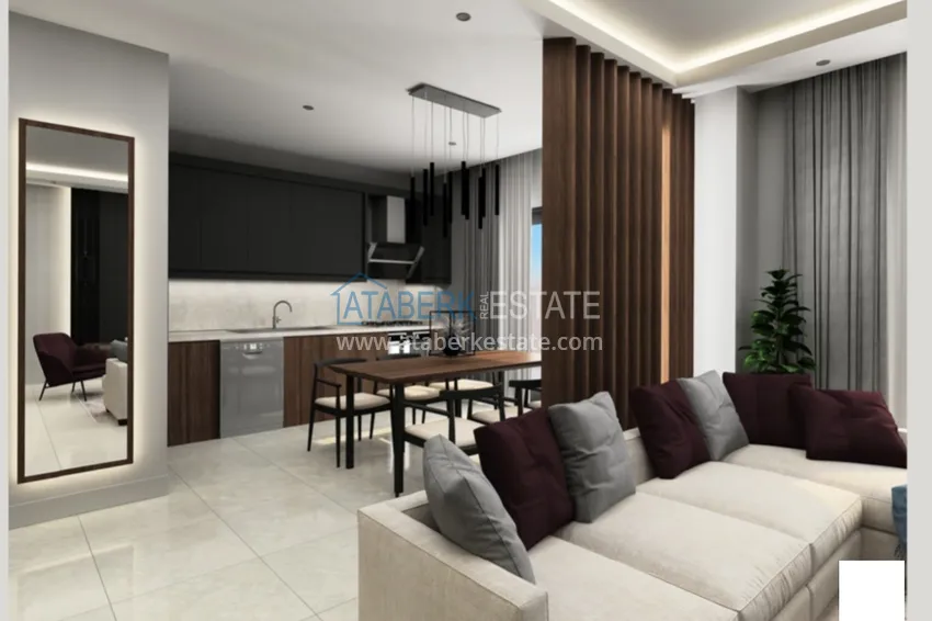 Приобрести Пентхаус-дуплексы в Алании - район Бекташ в комплексе на завершающем этапе строительства 6 