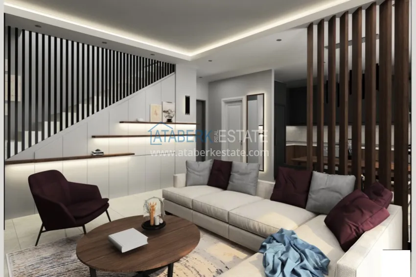 Приобрести Пентхаус-дуплексы в Алании - район Бекташ в комплексе на завершающем этапе строительства 7 