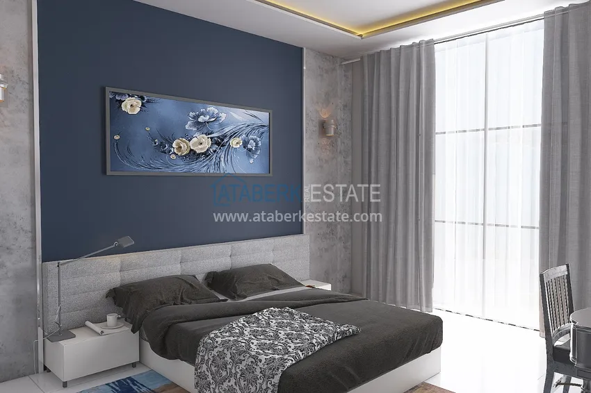 Приобрести Двухкомнатная квартира в Алании – район Оба, строящийся проект 3 